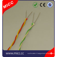 Câble de thermocouple torsadé de fibre de verre de type KX- 2x20 AWG, câble de sonde de température de fibre de verre de type K